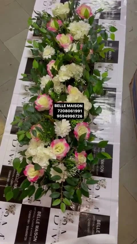 3 Foot Green and Pink Flower Runner