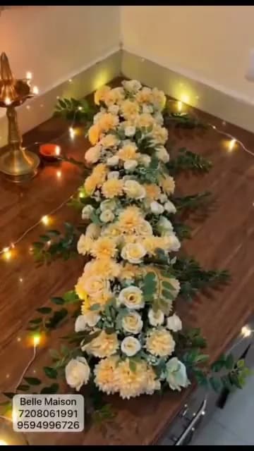 Cream and Foliage Flower Runner