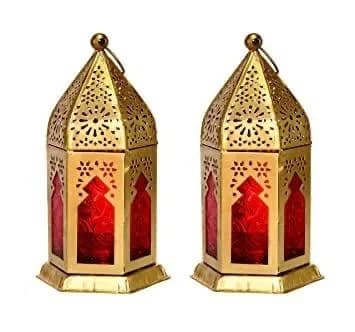 Gold Moroccan Style Metal Lantern