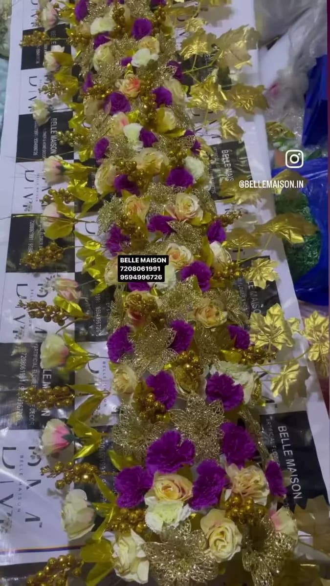 Golden and Purple Flower Runner