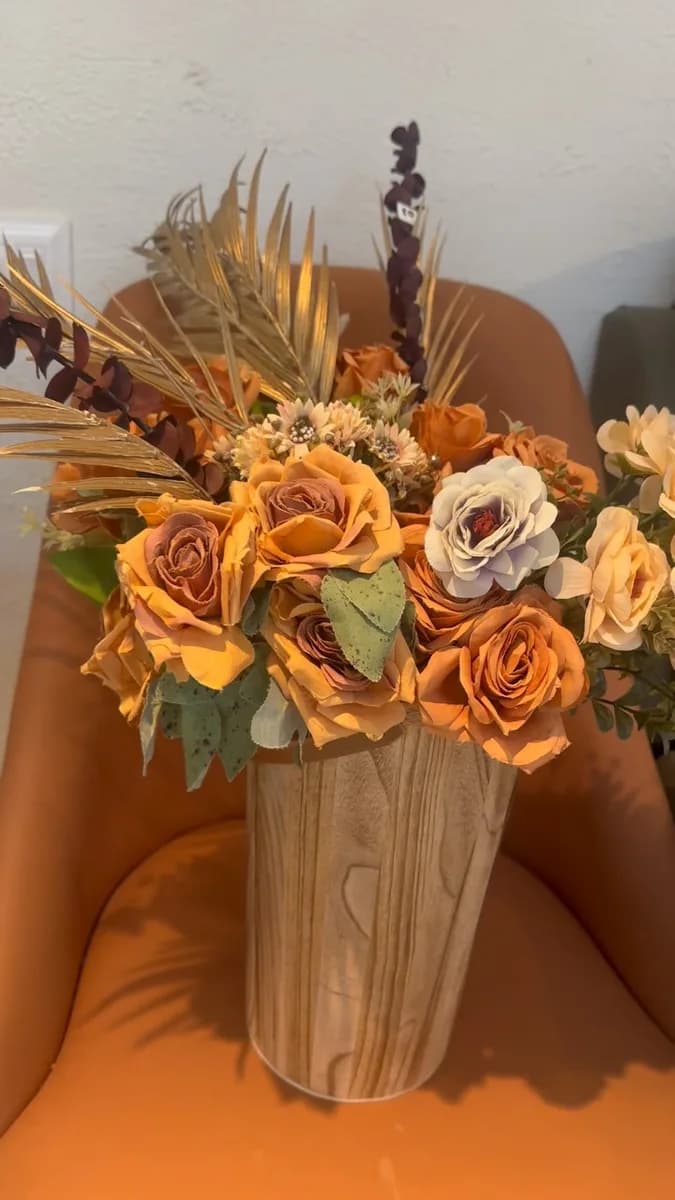 Orange Rustic Leaves Pot Decor