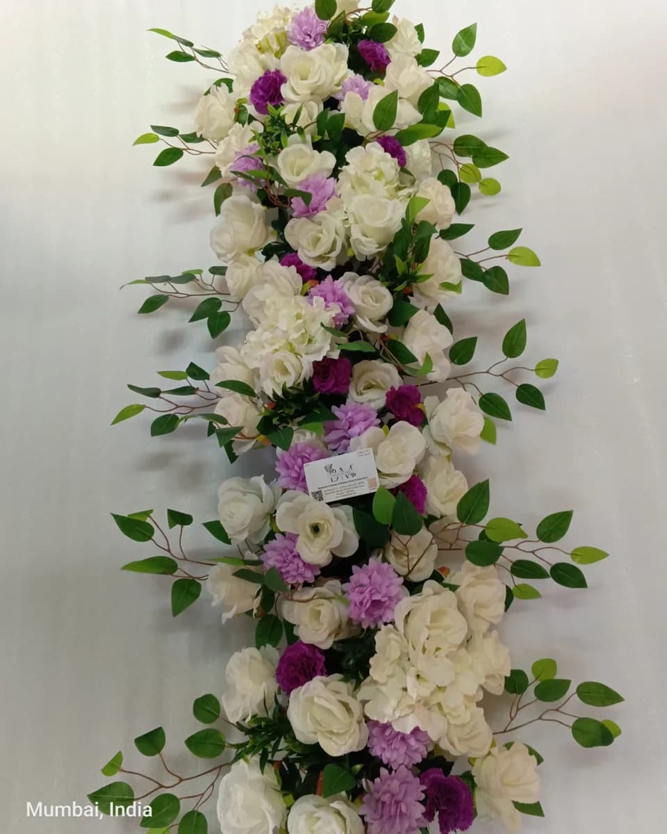 Purple and White Flower Runner
