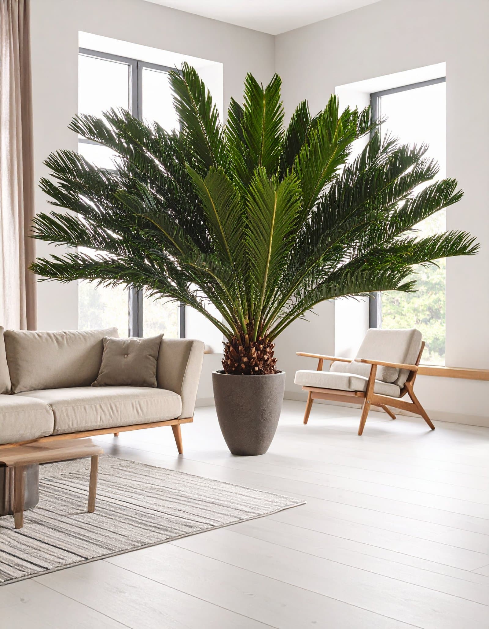 125 CM GREEN SAGO CYCUS PALM TREE WITH 40 LEAVES.