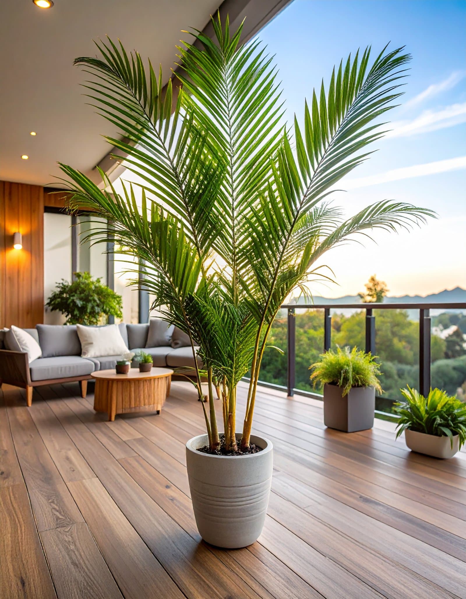 132 CM PLASTIC ARECA PALM TREE WITH 9 LEAVES. (UVP).