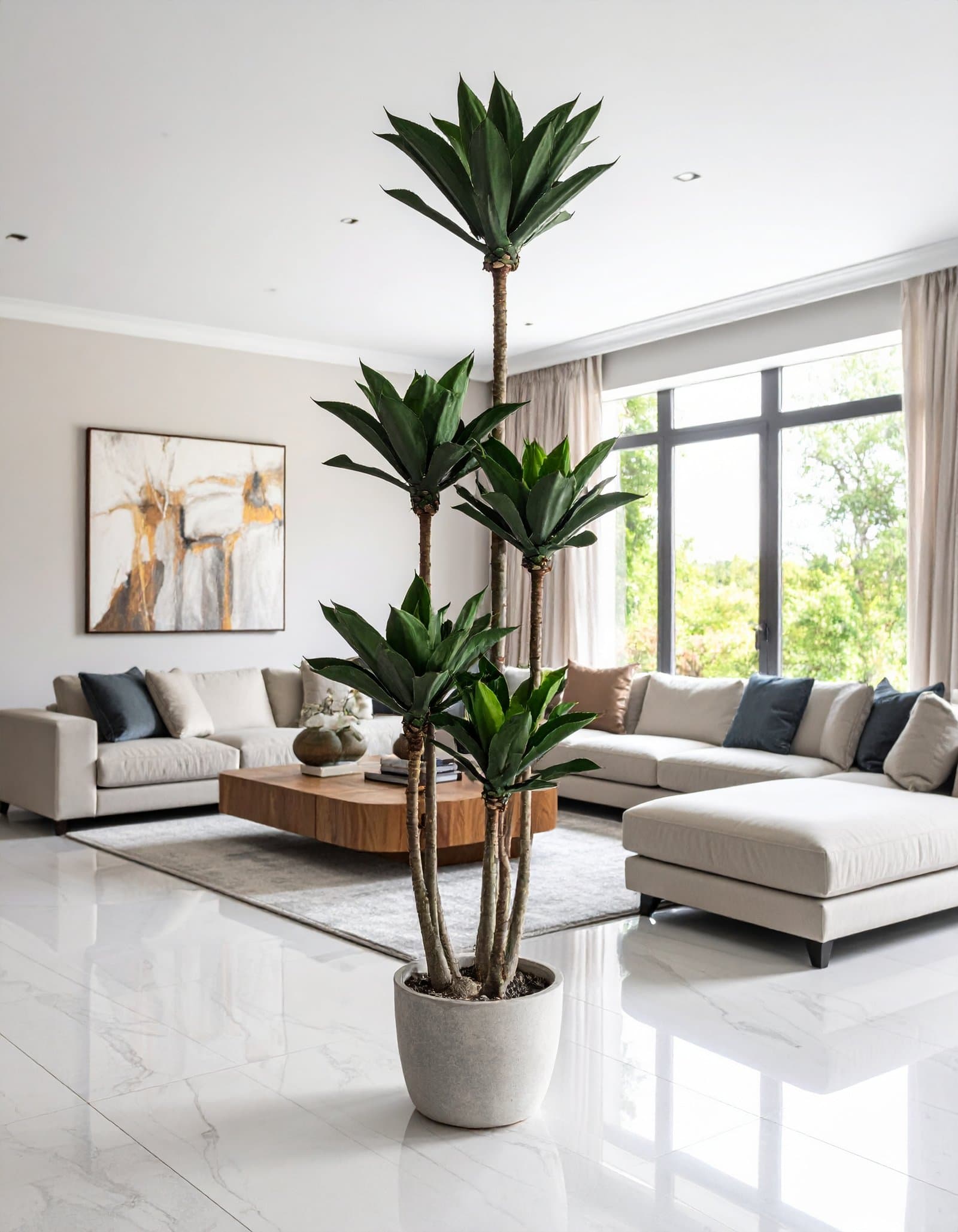 160 CM 5 X 1 GREEN FOXTAIL AGAVE PLANT WITH 68 LEAVES.