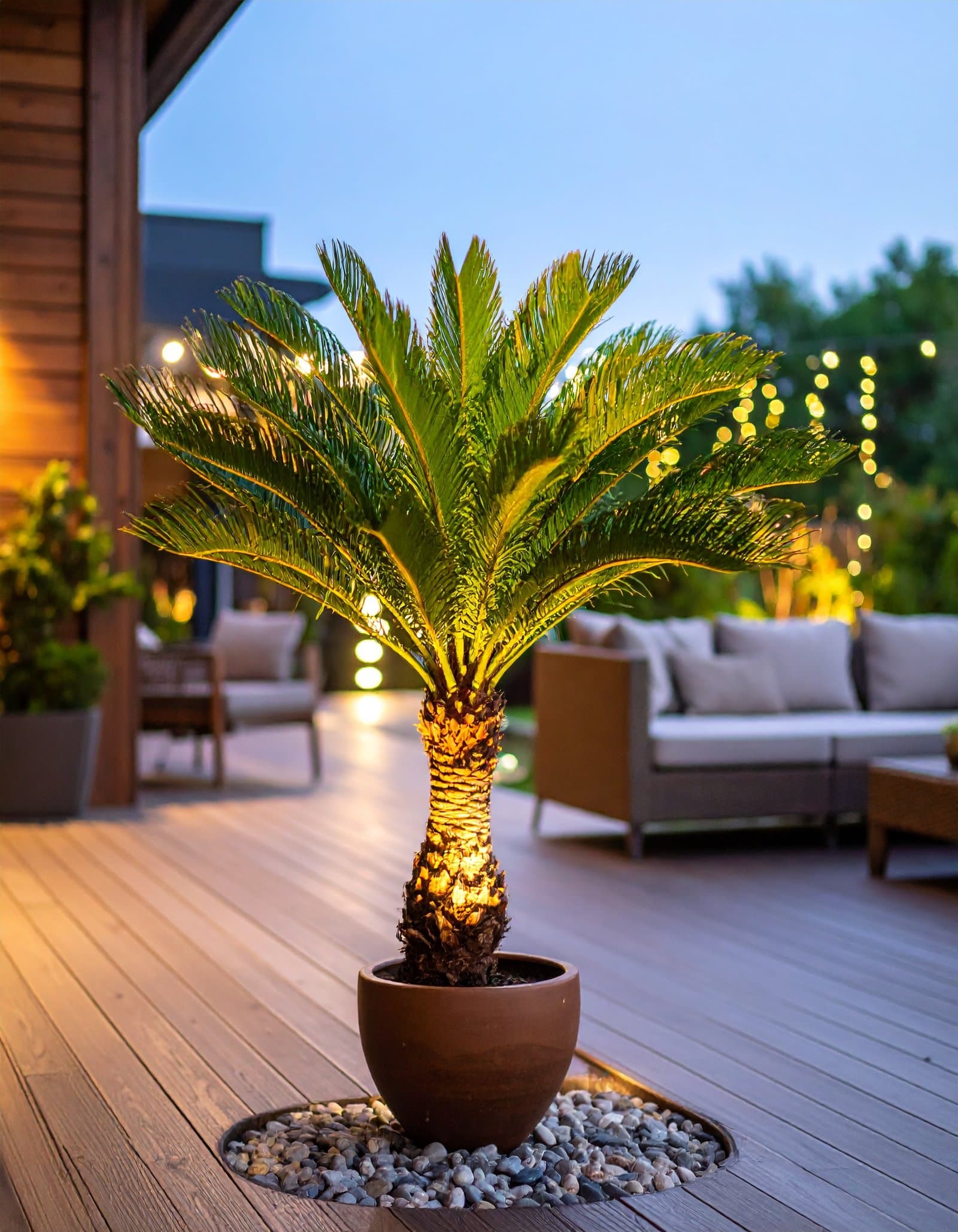 160 CM GREEN SAGO CYCUS PALM TREE WITH 32 LEAVES.