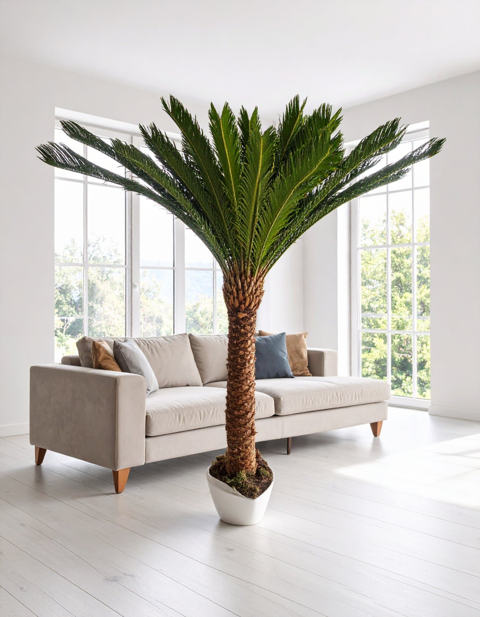 210 CM GREEN SAGO CYCUS PALM TREE WITH 40 LEAVES.