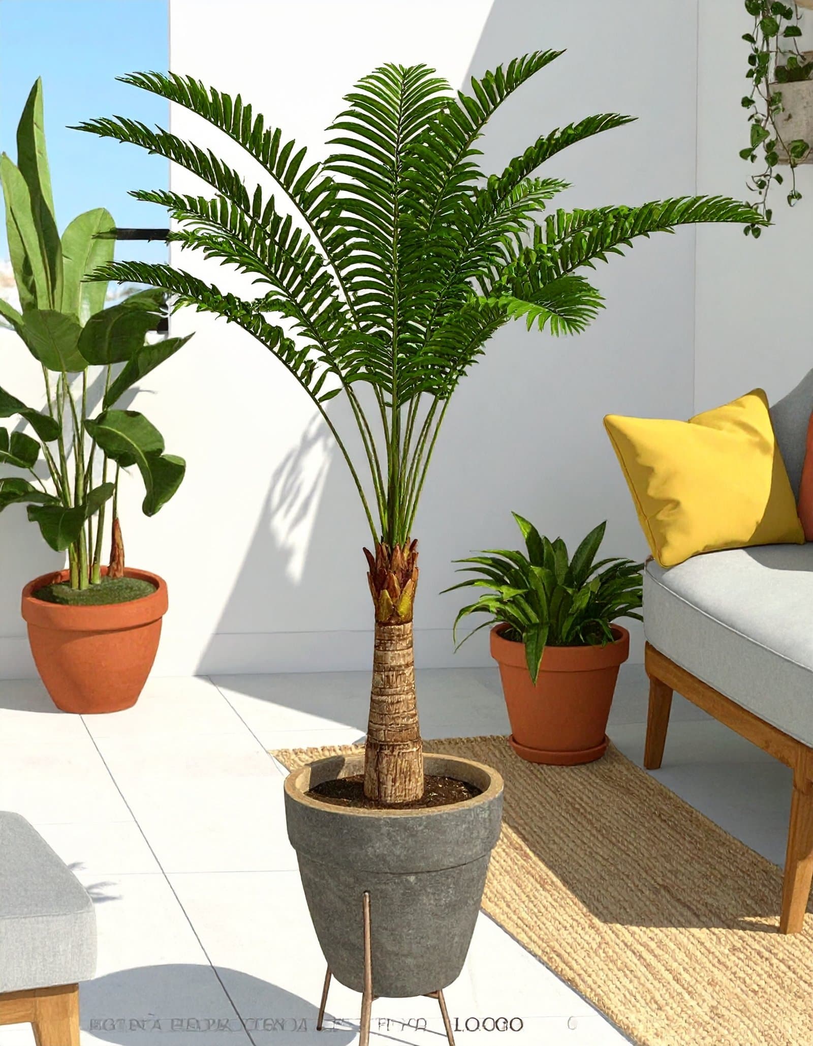 3 Ft Real Touch Bottle Palm Tree With 12 Leaves H-100Cm