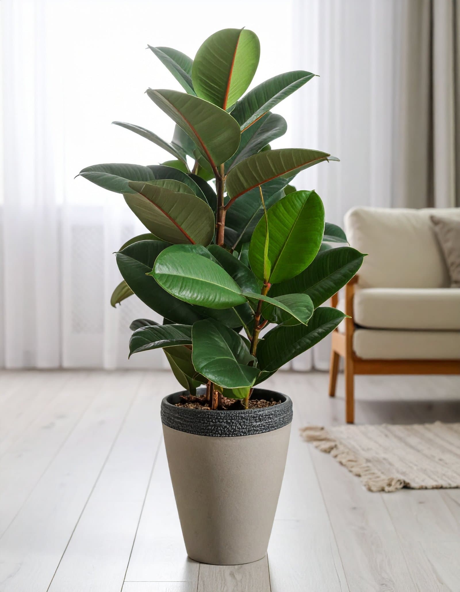 32″ 2 x 1 Green Rubber Plant With 31 Leaves H-80CM