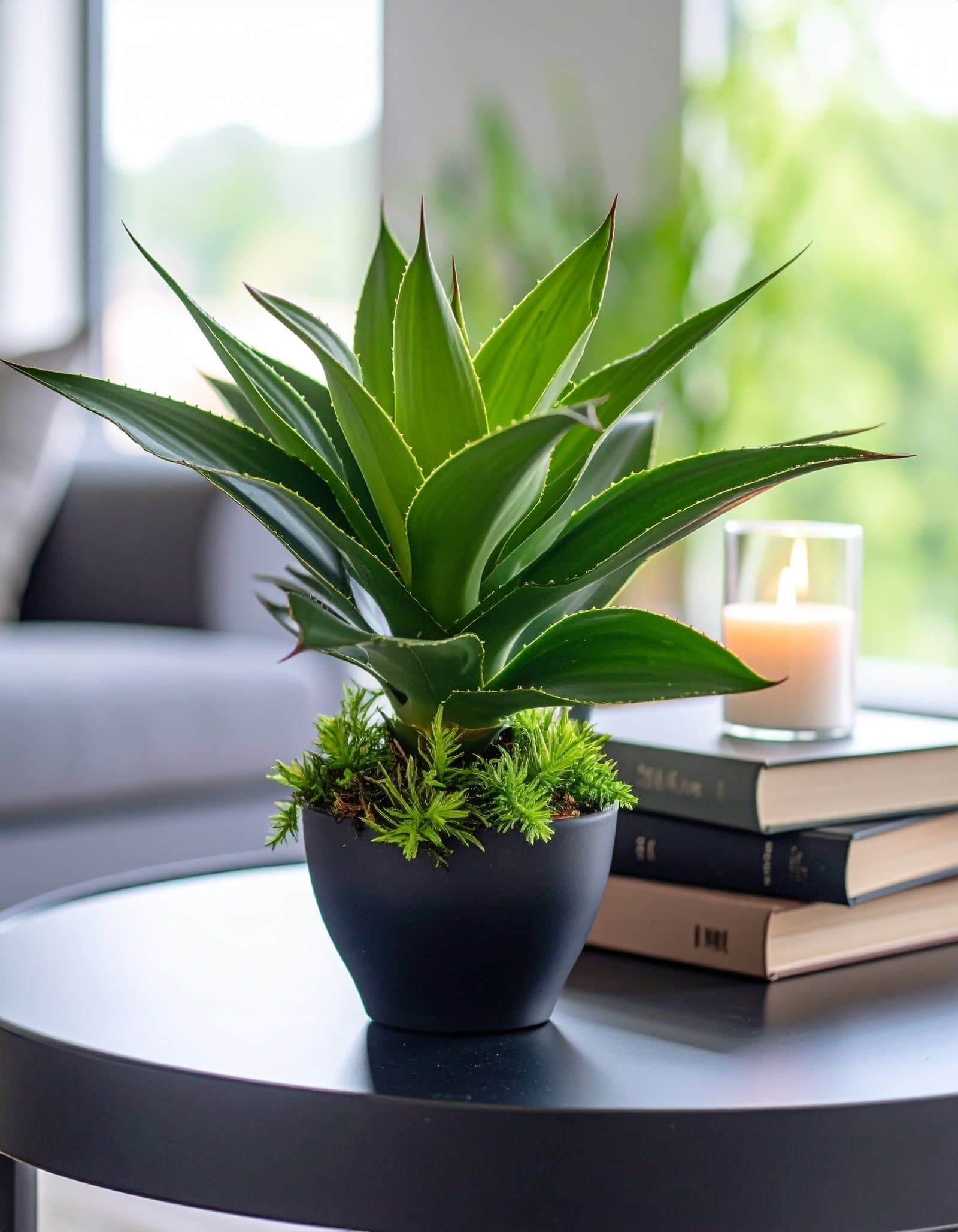 35 CM 1 X 1 GREEN FOXTAIL AGAVE PLANT WITH 16 LEAVES.