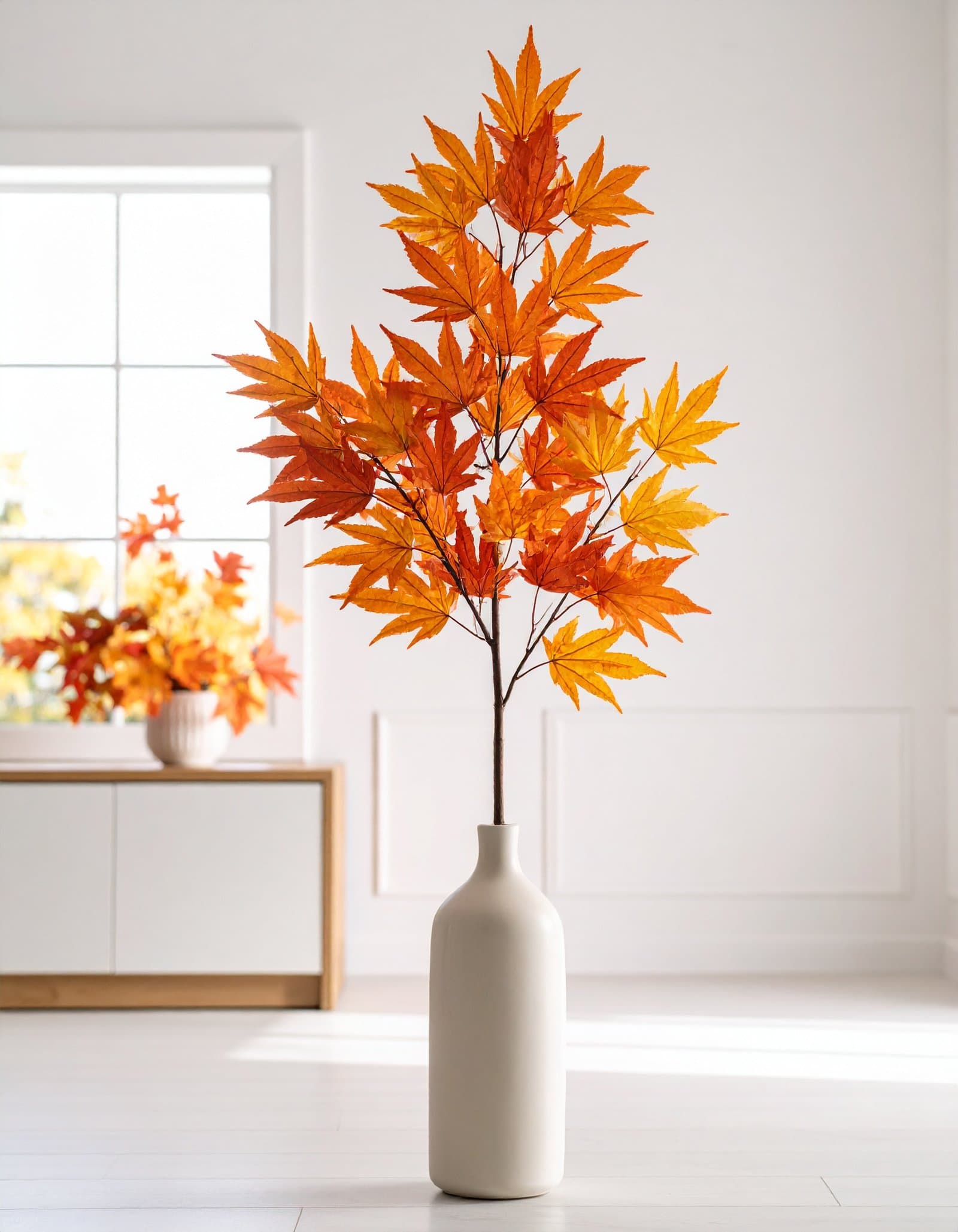 4 FT 3 X 1 ORANGE JAPANESE MAPLE LEAVES STICK.