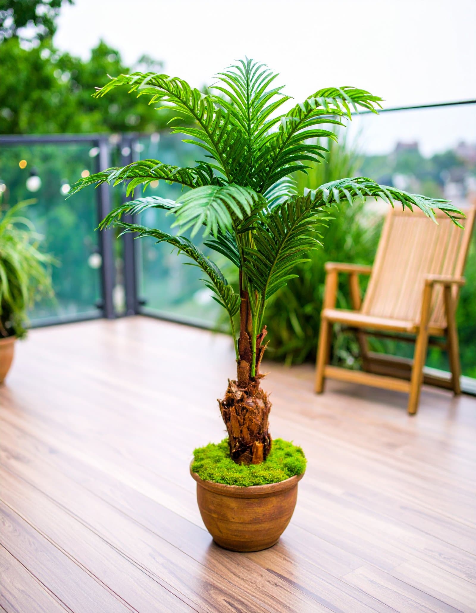 4 Ft Bottle Palm Tree With Natural Touch Leaves (H-120CM)