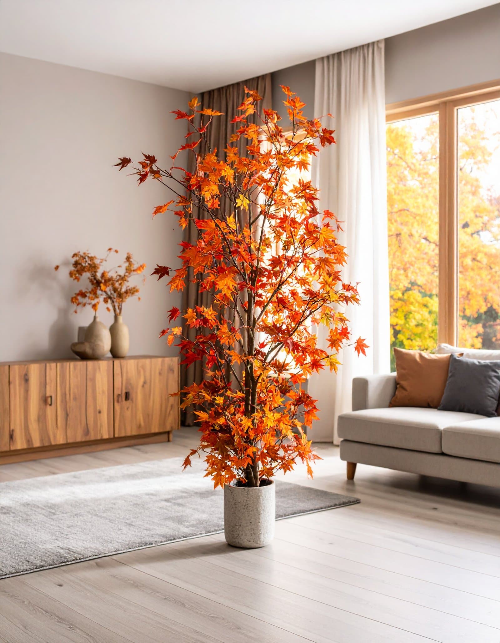 5 FT AUTUMN JAPANESE MAPLE TREE WITH 121 REAL TOUCH LEAVES.