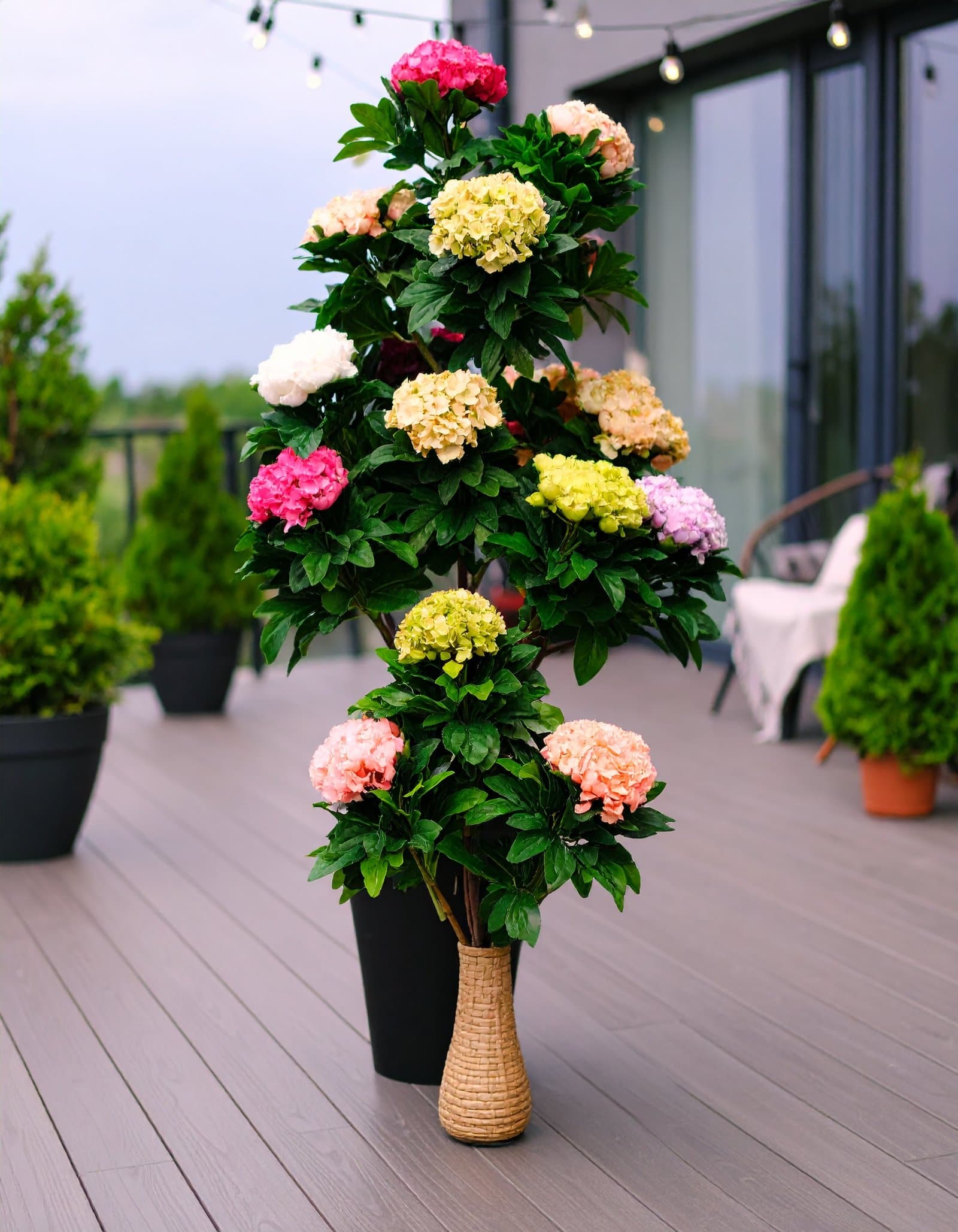 6.5 FT (195 cm) PEONY PLANT WITH REAL TOUCH LEAVES (Set of 6 Colours)