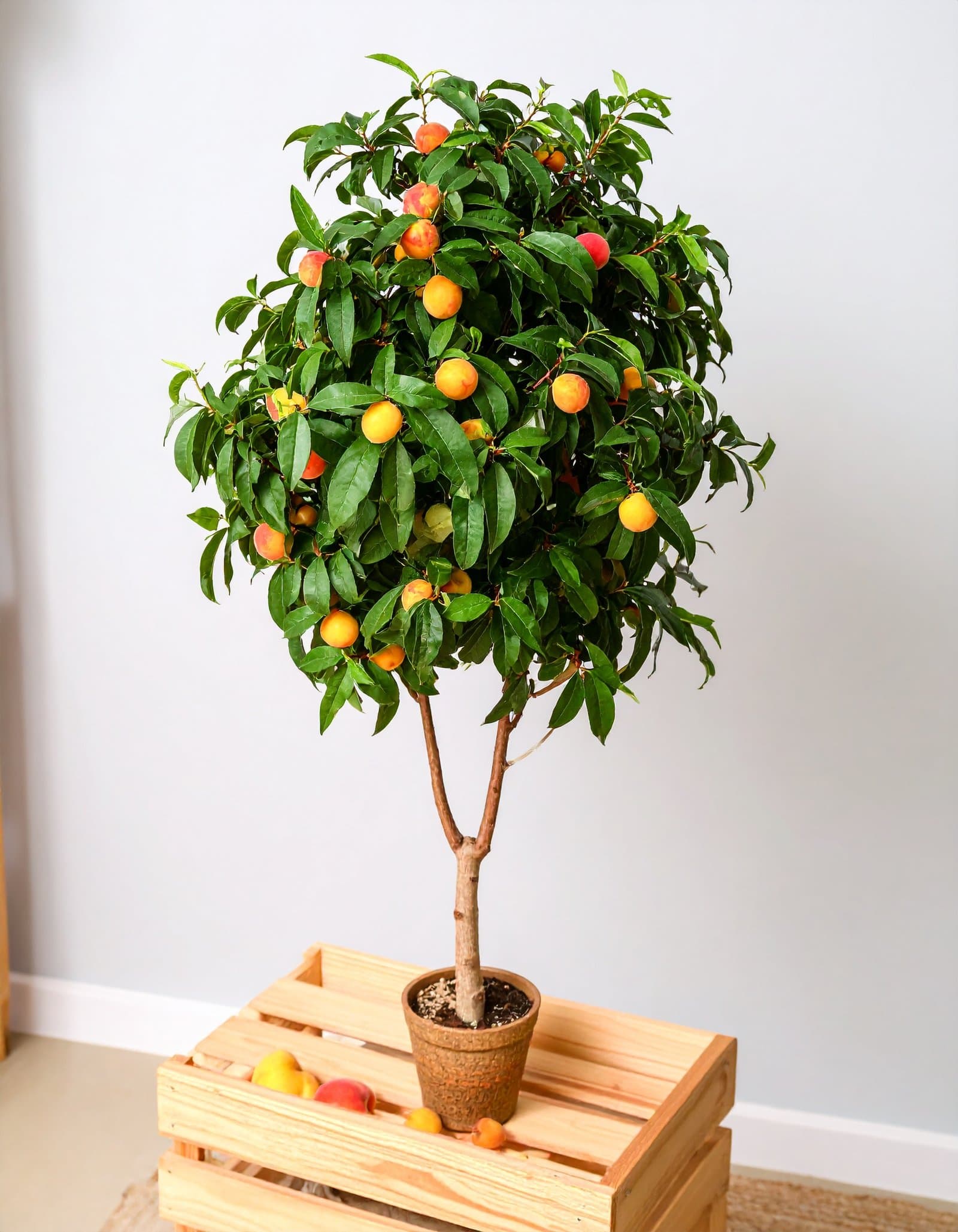 6.5 Ft Peach Tree With 1752 Leaves And 33 Fruits H-195CM