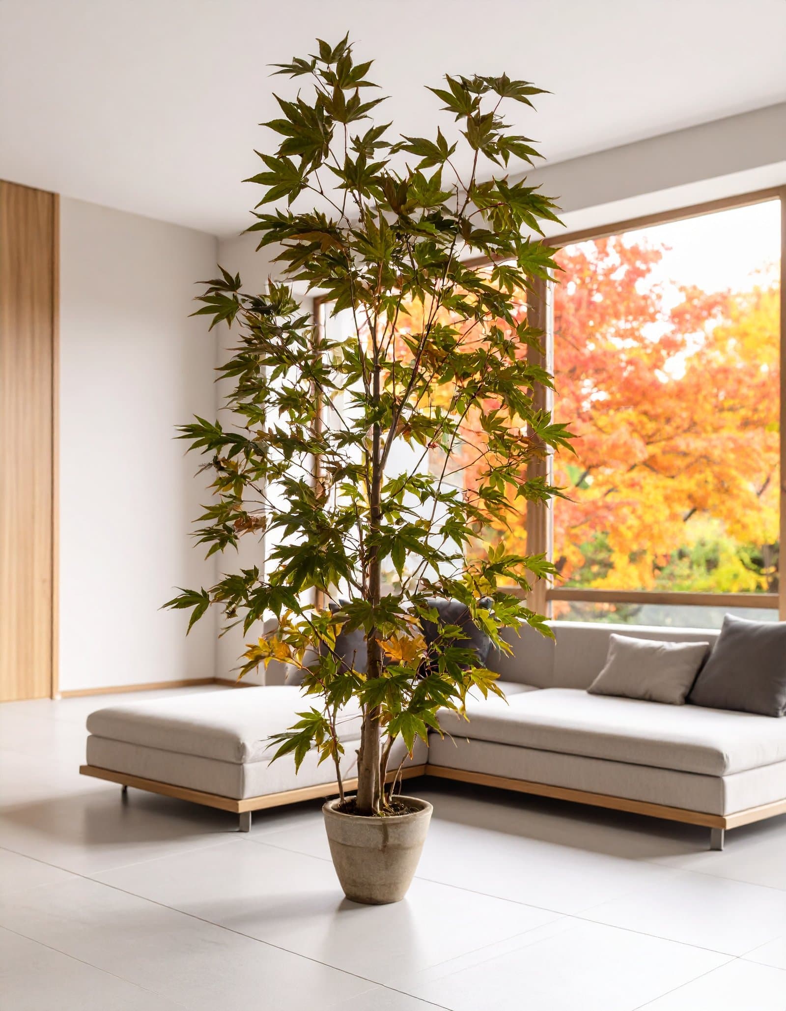 6 FT GREEN JAPANESE MAPLE TREE WITH 215 REAL TOUCH LEAVES.