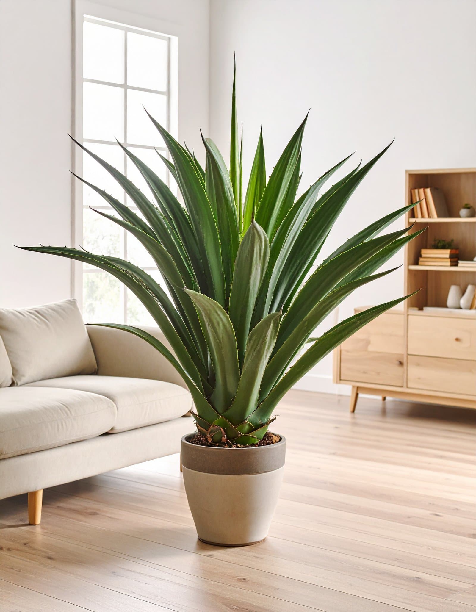 80 CM GREEN AGAVE SISALANA PLANT WITH 37 LEAVES.