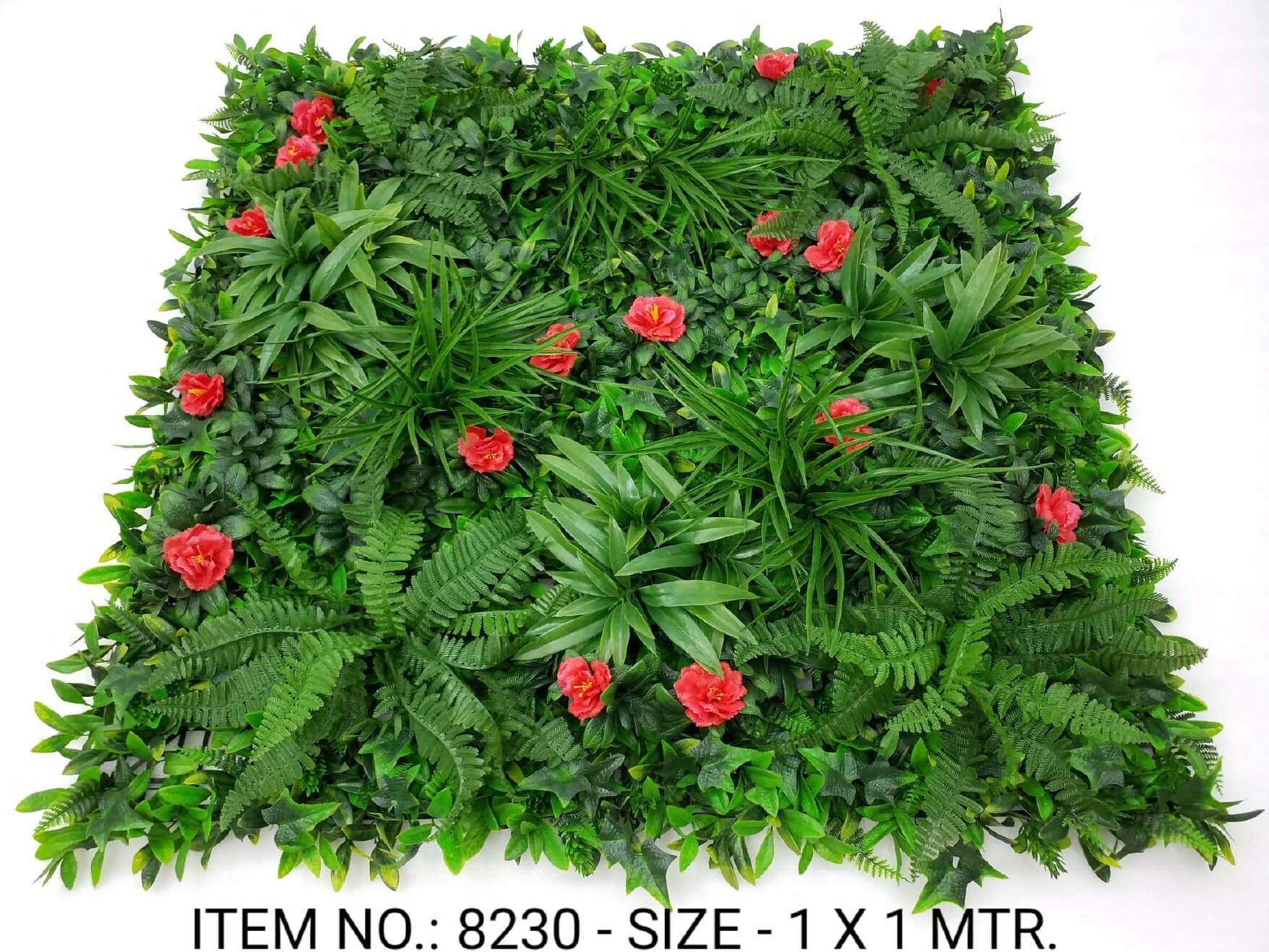 Mixed Leaves Grass Mat W/ferns + Flower (1X1 Mtr)