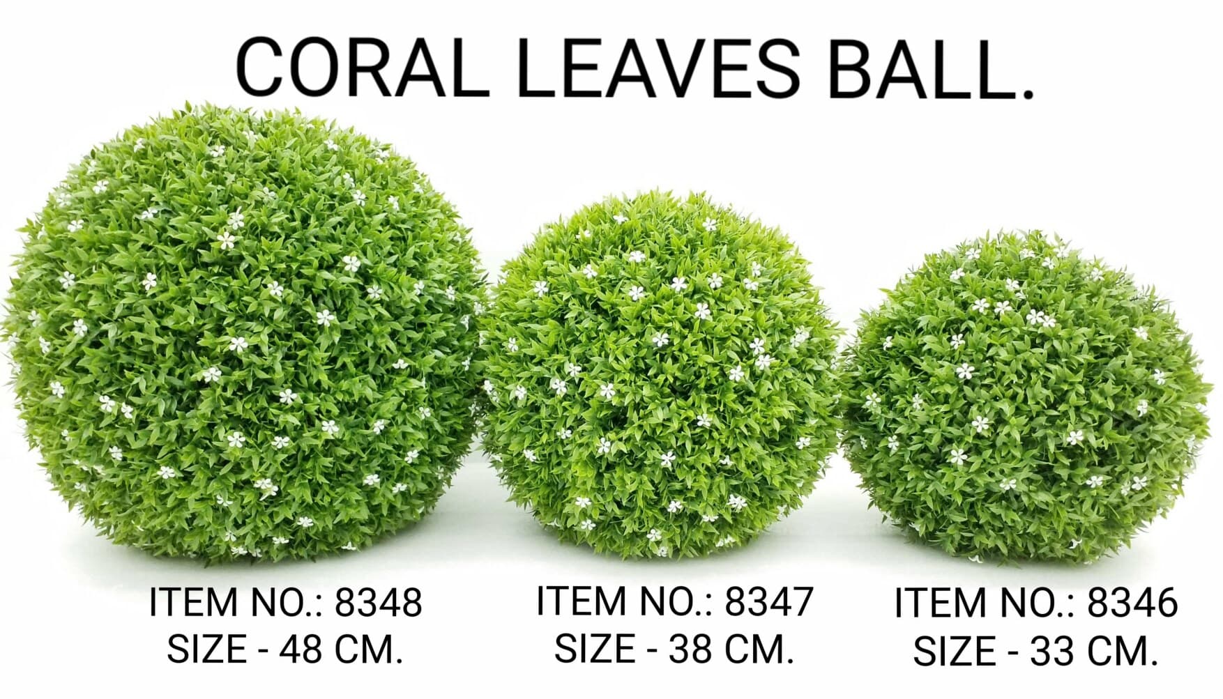 Big Coral Leaves Grass Ball W/white Flower (48CM)