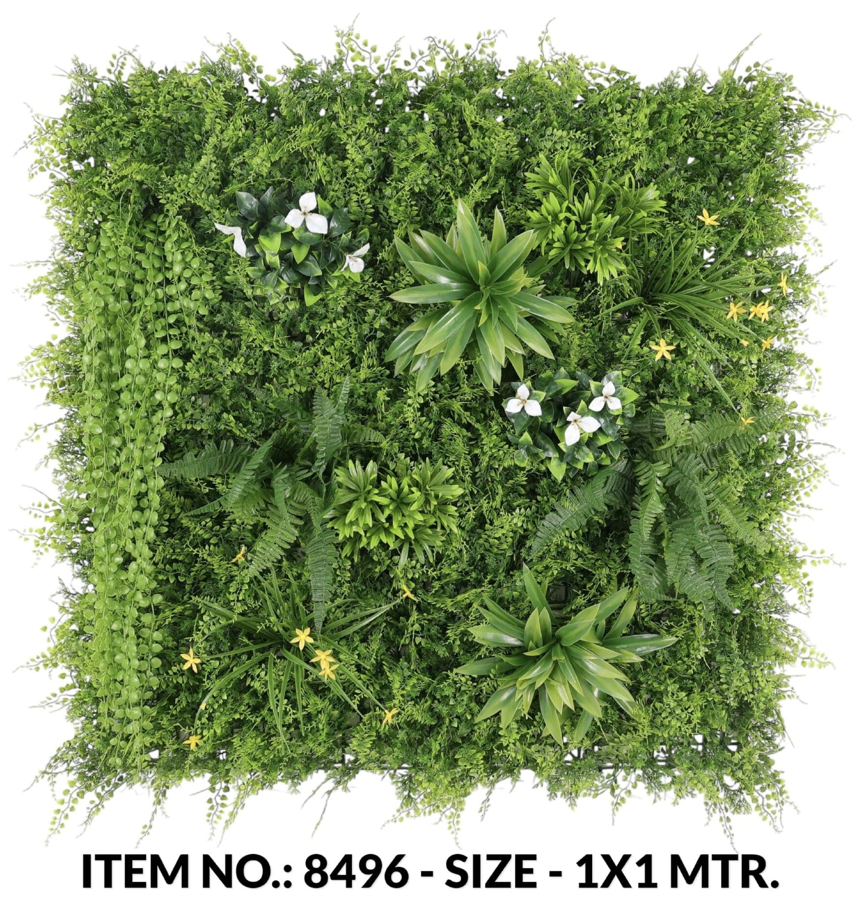 Evergreen Mix Leaves Grass Mat W/pinnate Leaves (1X1 Mtr)