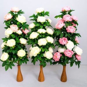 3.5 FT PEONY PLANT WITH REAL TOUCH LEAVES (Set of 3 Colours)