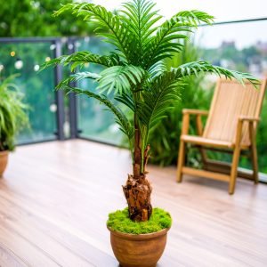 4 Ft Bottle Palm Tree With Natural Touch Leaves (H-120CM)