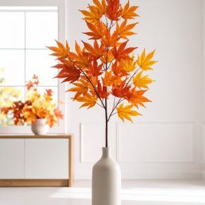 4 FT 3 X 1 ORANGE JAPANESE MAPLE LEAVES STICK.
