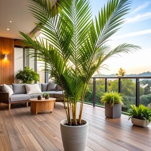 132 CM PLASTIC ARECA PALM TREE WITH 9 LEAVES. (UVP).