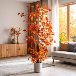 5 FT AUTUMN JAPANESE MAPLE TREE WITH 121 REAL TOUCH LEAVES.