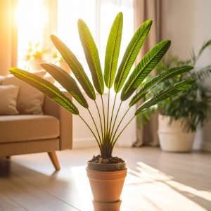 60 CM MINI GREEN TRAVELLERS PALM WITH 9 LEAVES.