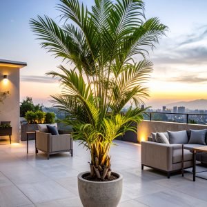 165 CM PLASTIC ARECA PALM TREE WITH 15 LEAVES. (UVP).