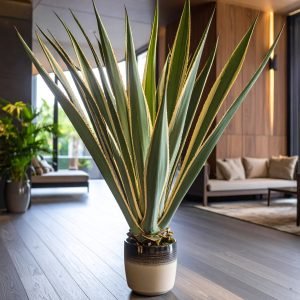 120 CM BIG GREEN/WHITE AGAVE LOPHANTHA WITH 21 LEAVES.