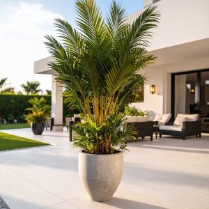 220 CM PLASTIC ARECA PALM TREE WITH 21 LEAVES. (UVP).