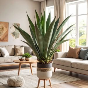 80 CM SMALL GREEN AGAVE LOPHANTHA WITH 18 LEAVES.